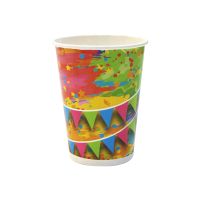 Стакан бумажный 250 мл 1 сл., d80 мм, диз. "Краски праздника", карт., 6 шт/упак "МИСТЕРИЯ" 432 шт/кор РОССИЯ