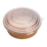 Упаковка (Салатник) 620 мл, крафт, с прозрачной крышкой