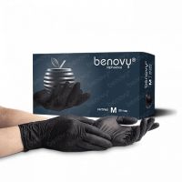 Перчатки нитриловые, р-р M, неопудрен., черн., 50 пар/упак "Benovy" 10 упак/кор КИТАЙ SFE6BK356BS83