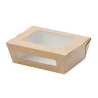 Контейнер 600 мл, 150х115х50 мм, с окном, неразъем.крышка, крафт-бел., карт., 50 шт/упак "OSQ" Eco Salad 350 шт/кор РОССИЯ ECO SALAD 600