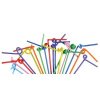 Трубочки для коктейлей 260 мм, d5 мм, красно-бел., пласт. с гофроизгибом, 40 шт/упак 50 упак/кор РОССИЯ 109490