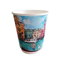 Стакан бумажный 300 мл для холодных и горячих напитков, двухслойный, с рисунком Big Citi Life, картон