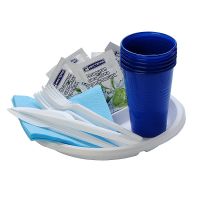 Набор одноразовой посуды "Праздник №2" [6 стак. 200 мл, ПП+6 тар. 3-секц. d210 мм, ПС+ 6 вил.+6 нож.+6 салф.+ 6 влажн.салф.] 15 упак/кор РОССИЯ 187310