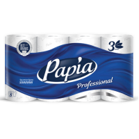 Бумага туалетная 3-сл. "Papia" Professional, бел., 16,5 м, 8 рул/упак 7 упак/кор РОССИЯ 5080998