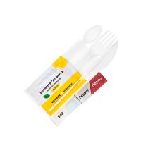 Комплект столовых приборов №7 [лож.ст.+ вил.+ нож: 165 мм, бел., ПС+ салф.+ салф.вл.+ соль+пер.], 300 шт/кор 300 шт/упак РОССИЯ Н71-015