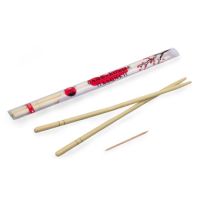 Китайские палочки h230хd5 мм, инд. ПЭ упак. с зубочисткой, бамбук, 100 пар/упак 3 000 пар/кор КИТАЙ 440-609