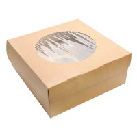 Коробка для кондит. изделий 250х250х100 мм с ложементом, с окном, неразъем.крышка, крафт-бел., карт., 25 шт/упак "OSQ" Muf 9 100 шт/кор РОССИЯ OSQ MUF 9