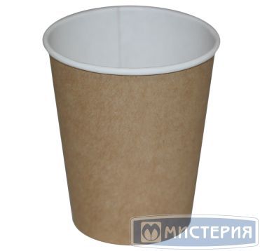 Одноразовый стакан для холодного и горячего, 0.25л, верхний d 80мм нижний d 56мм, h 92мм, 220+20г/м2, коричневый, однослойный, картон