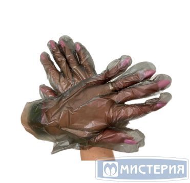 Перчатки одноразовые, размер L, 12 мкм, черн., ПЭ, 50 пар/упак 100 упак/кор РОССИЯ КС10086
