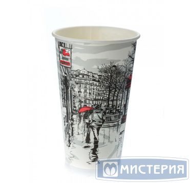Одноразовый стакан для холодного и горячего, 0.4л, верхний d 90мм нижний d 60мм, h 135мм, с рисунком Big Citi Life, с рисунком, однослойный, картон