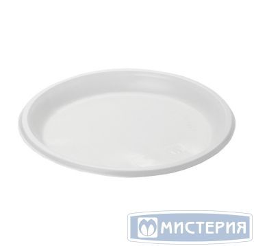 Тарелка одноразовая мелкая d165 мм, бел., ПС, 100 шт/упак "ПолиЭр" 2 400 шт/кор РОССИЯ