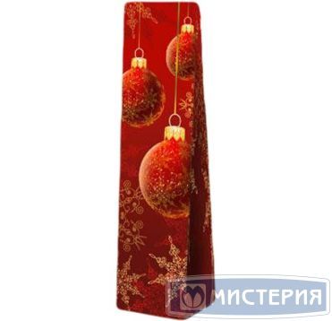 Пакет подарочный [100+90]х400 мм, р-р S с петлев. ручками, диз. "Шары на красном", бум. лам., 10 шт/упак 100 шт/кор РОССИЯ