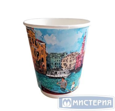 Стакан бумажный 300 мл для холодных и горячих напитков, двухслойный, с рисунком Big Citi Life, картон