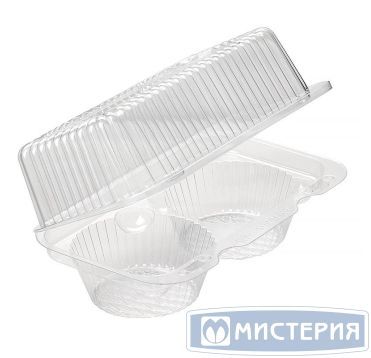 Упаковка прям. внеш. 196х116х91мм, внутр. 2 секции d-64 h-86мм под корзиночки 0,2кг, прозрач., ОПС