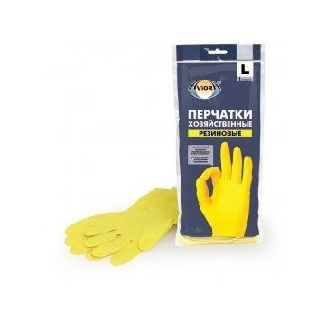 Перчатки латексные, р-р L, желт., 1 пар/упак "Aviora" 120 пар/кор КИТАЙ