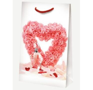 Пакет подарочный [210+80]х320 мм, р-р L с петлев. ручками, диз. "Сердце из роз", бум. лам., 10 шт/упак 100 шт/кор РОССИЯ 103.483