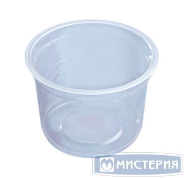 Контейнер под запайку 250 мл, 1-секц. d95х h64 мм, прозр., ПП, 50 шт/упак 1 000 шт/кор РОССИЯ Контейнер 95.250 прозр.