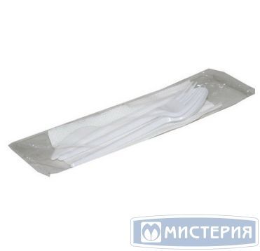 Комплект столовых приборов №4 [лож.ст.+ вил.+ нож: 165 мм, бел., ПС+ салф.], 300 шт/кор 300 шт/упак РОССИЯ Н41-008