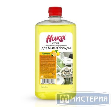 Средство для мытья посуды "Ника" Супер. Лимон, концентрат, флакон, 1000 г 12 шт/кор РОССИЯ Супер 1л