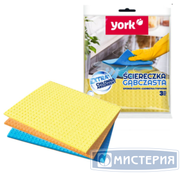 Салфетка из целлюлозы 155х175 мм, цвет в ассорт., 3 шт/упак ''York'' 25 упак/кор БЕЛАРУСЬ 024010