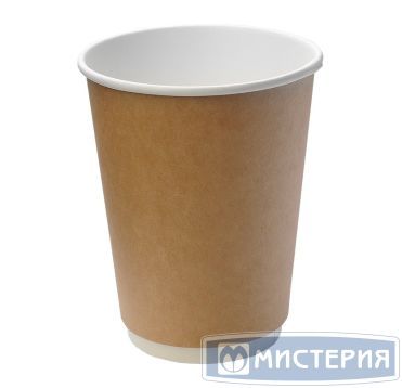 Стакан для холодного и горячего, 0.30/0.364л, коричневый, картон, двухслойный