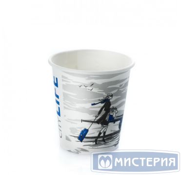 Стакан бумажный 165 мл 1 сл., d73 мм, диз. "Big City Life", карт., 5 шт/упак "МИСТЕРИЯ" 300 шт/кор РОССИЯ