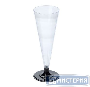 Фужер для шампанского, 0.18л, с черной ножкой, прозрачный