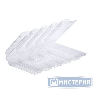 Упаковка прям. внеш. 237x164x48мм, внутр. 5 секций 125х45х40мм, на 5 эклеров 0,5кг, прозрачная, ОПС