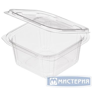 Контейнер 500 мл 1-секц. 137х132х52 мм, неразъем.крышка, прозр., ПЭТ, 480 шт/кор "Комус" 480 шт/упак РОССИЯ РКСП-500/11(ПЭТ)