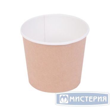 Контейнер 400 мл, d100хh85 мм, без окна, без крышки, крафт-бел., карт., 30 шт/упак "OSQ" Round Bowl 600 шт/кор РОССИЯ Round Bowl 400 kraft