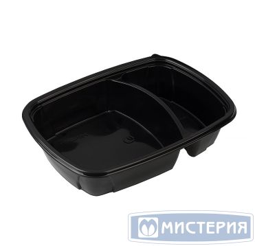 Контейнер 950[650+300] мл 2-секц., 230х170х50 мм, без крышки, черн., ПП, 50 шт/упак "ПолиЭр" 100 шт/кор РОССИЯ К-230-170-50-2